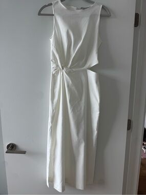 Zara Cream Twist-Front Midi Dress